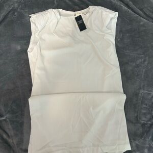 NWT Abercrombie and Fitch White Shoulder Padded Mini Dress. Size S. Relaxed Fit.